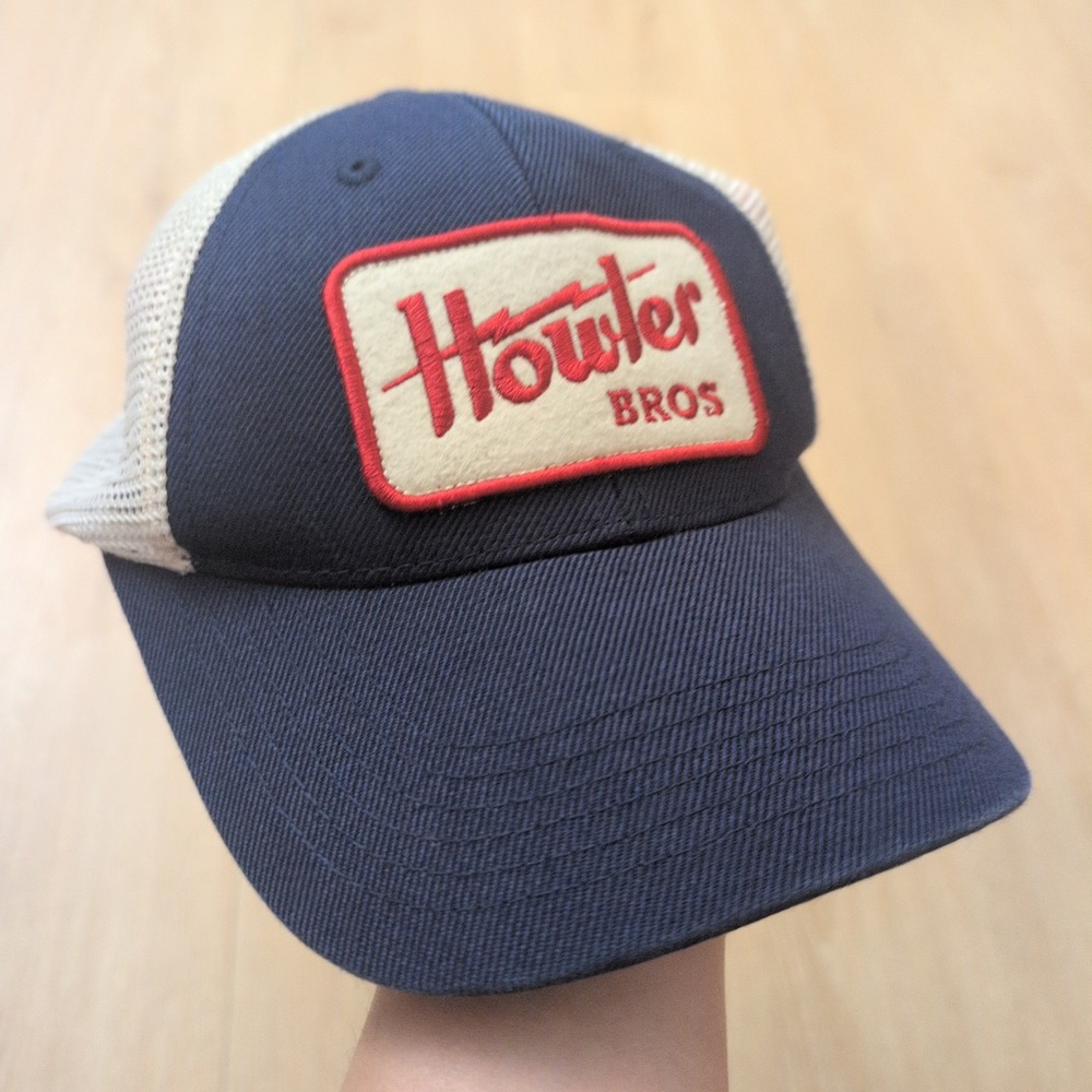 Howler Bros Trucker Hat Navy Blue Cream Mesh Back Adjustable Patch Cap Retro